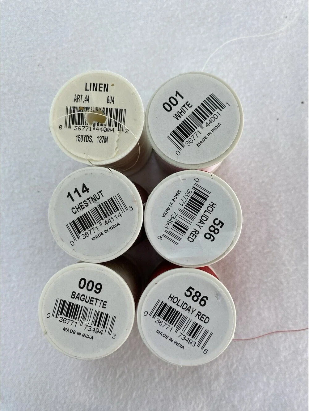Americana Quilting Thread Lot of 6 Spools 100% Glacéd Cotton Red, White, Tan